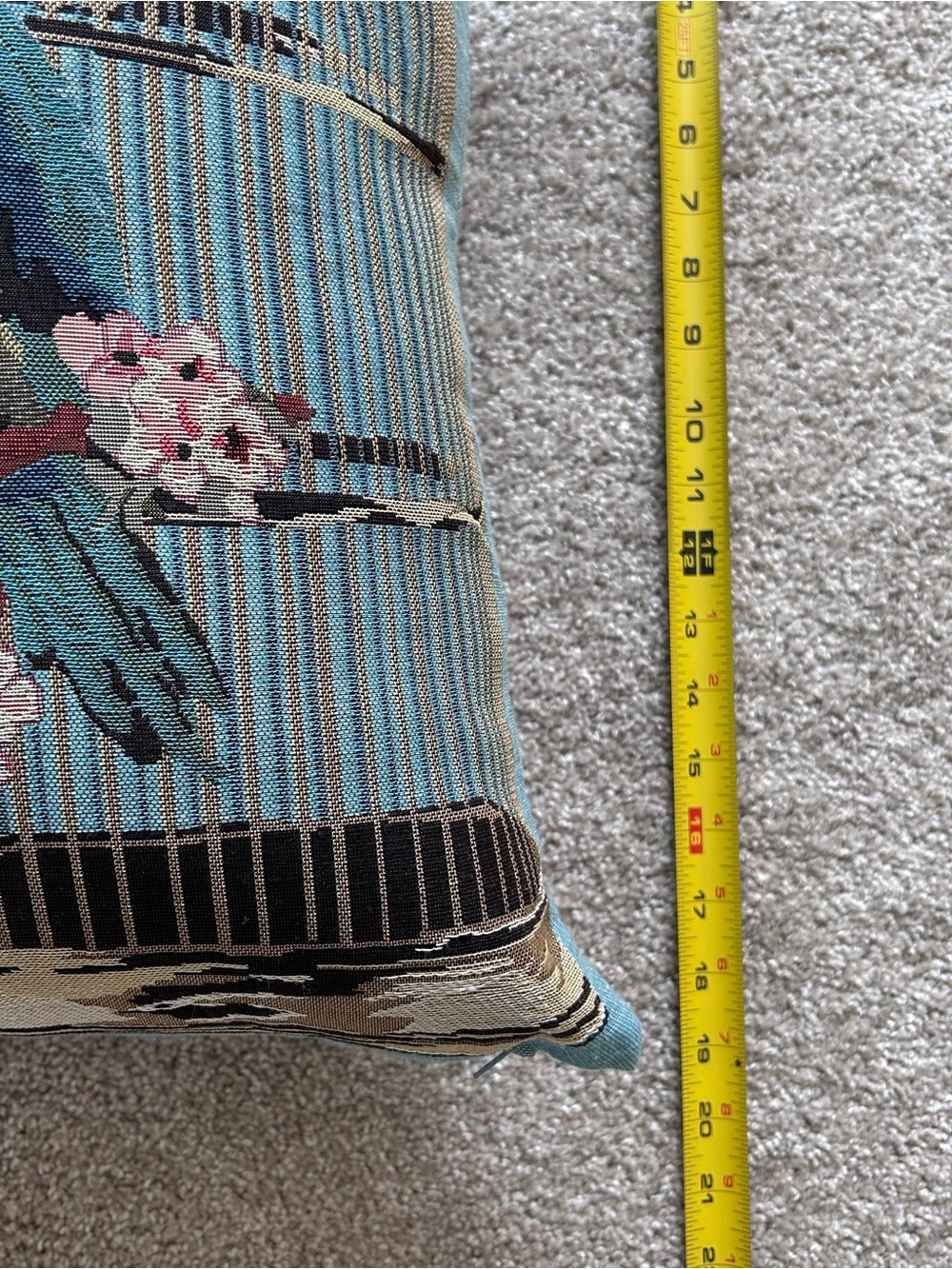 Westex Throw Pillow 18x18 Blue Birds Birdcage Floral Tapestry Cotton Cover - Picture 2 of 10